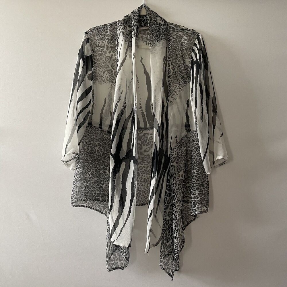 Chico's Animal Print Sheer Cardigan Size 2, L Large(Estimated)